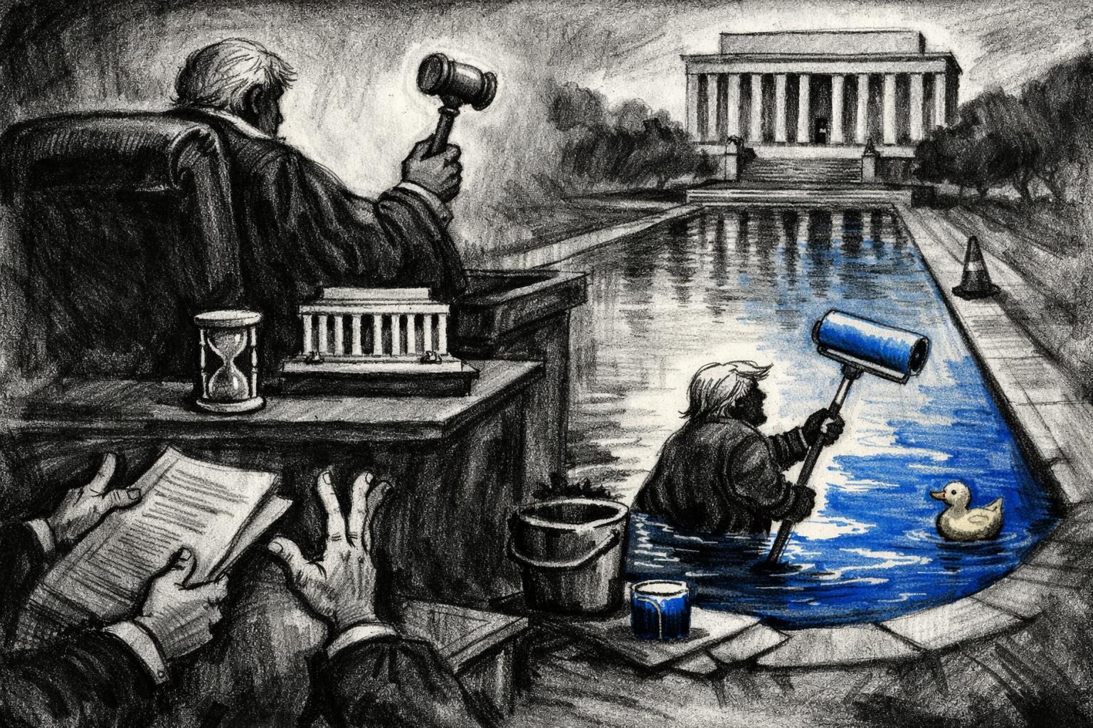 Trump&rsquo;s blue Reflecting Pool project is now in preservation court