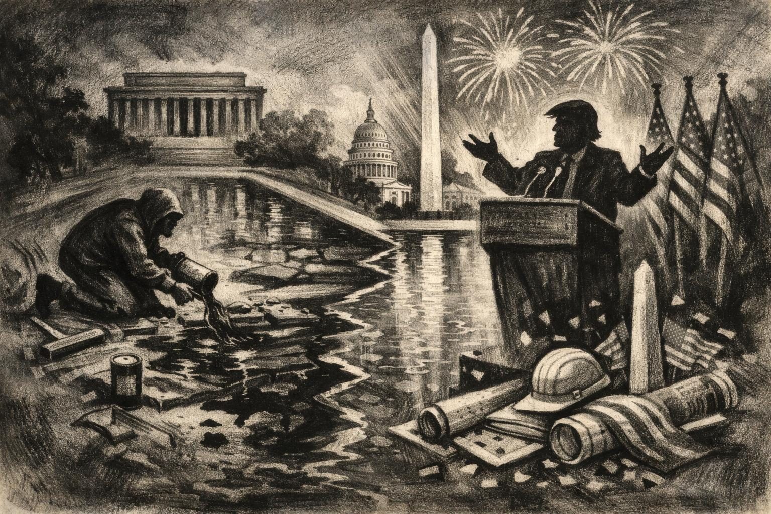 Reflecting Pool vandalism case lands beside Trump&rsquo;s America 250 renovation push