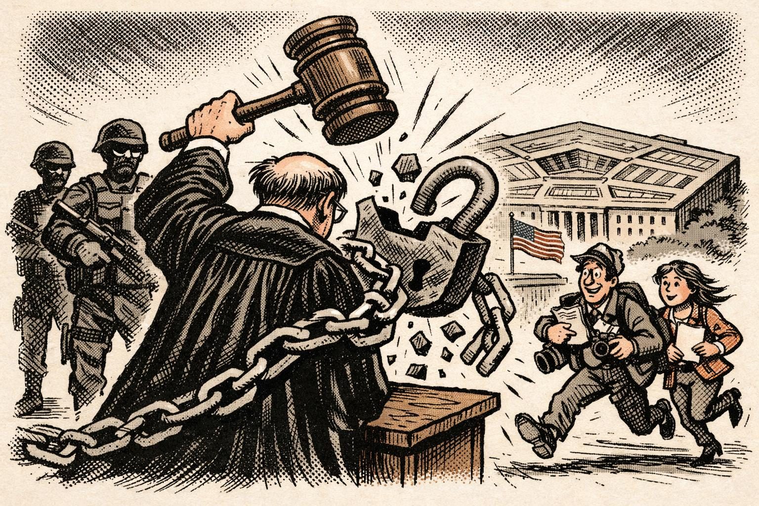 Judge temporarily blocks Pentagon escort rule in Times case