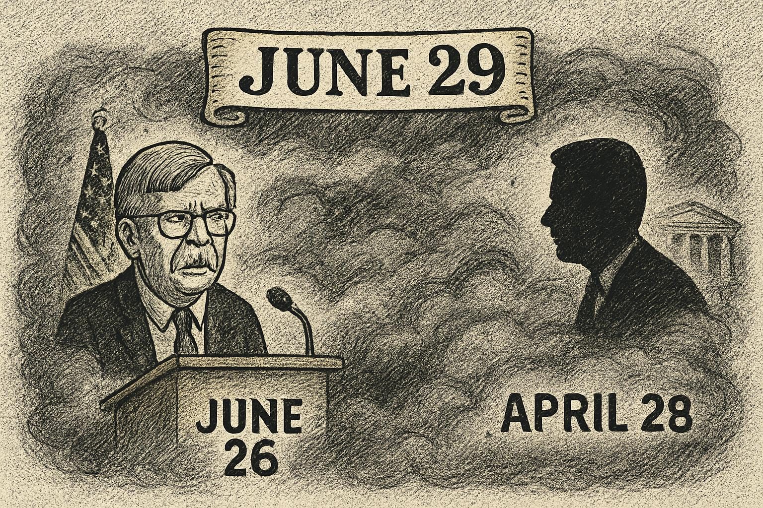 Bolton plea and Comey indictment were not June 29 or June 30 events